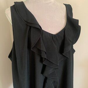 Lane Bryant Womens Black V-Neck Ruffle Tank Blouse Top Sleeveless Plus Sz 28